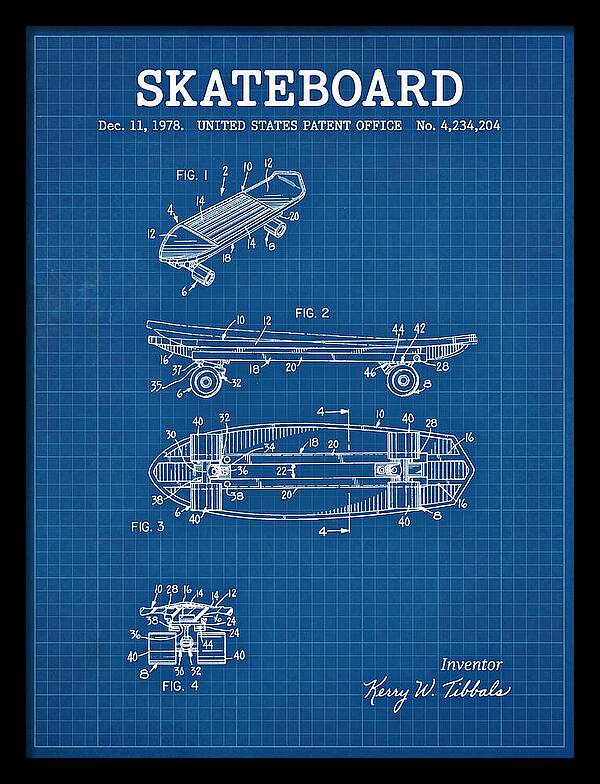 Skateboard Blueprint Patent Us4234204a
