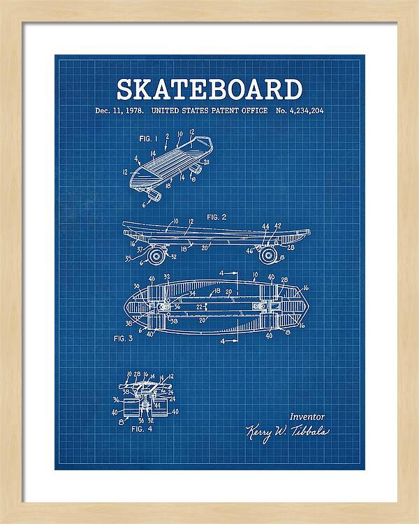 Skateboard Blueprint Patent Us4234204a