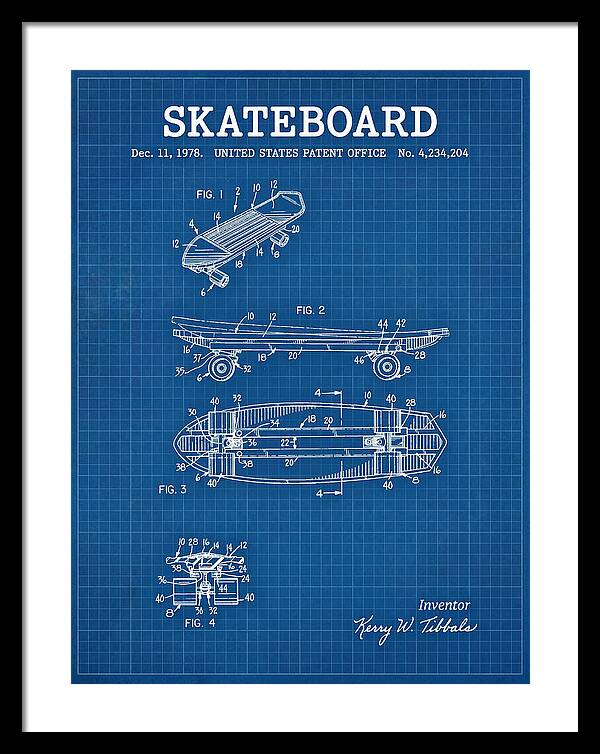 Skateboard Blueprint Patent Us4234204a