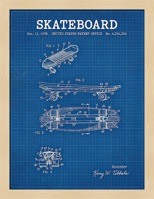 Skateboard Blueprint Patent Us4234204a