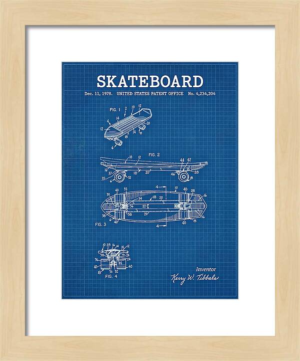 Skateboard Blueprint Patent Us4234204a