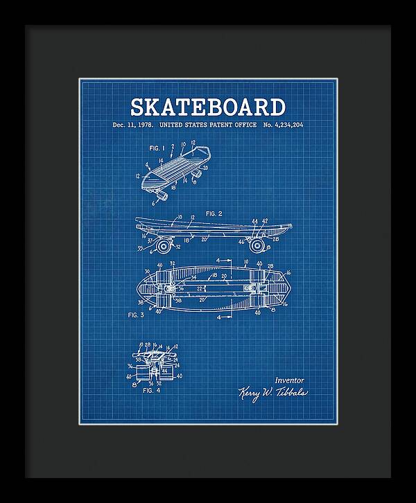Skateboard Blueprint Patent Us4234204a