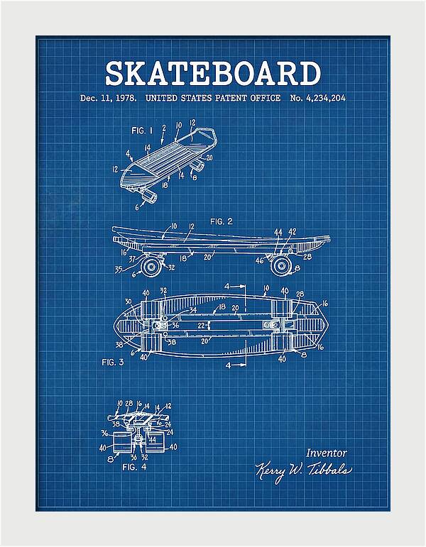 Skateboard Blueprint Patent Us4234204a
