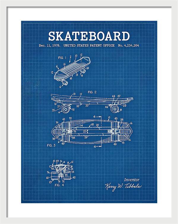 Skateboard Blueprint Patent Us4234204a