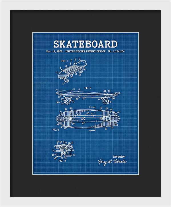 Skateboard Blueprint Patent Us4234204a