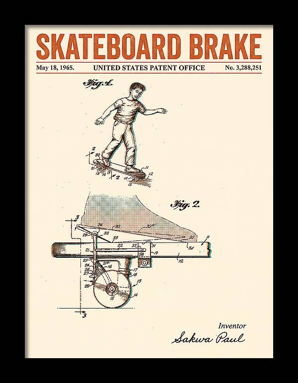 Skateboard Brake Retro Patent Us3288251a