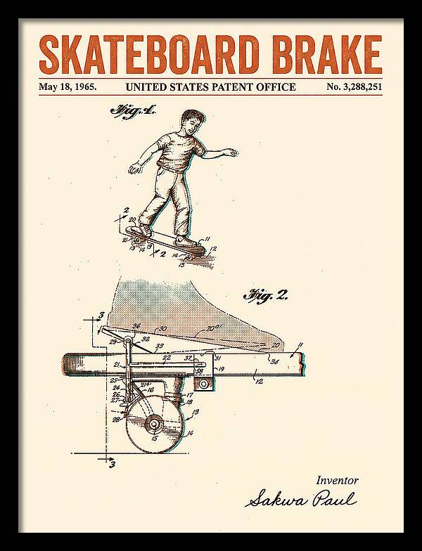 Skateboard Brake Retro Patent Us3288251a
