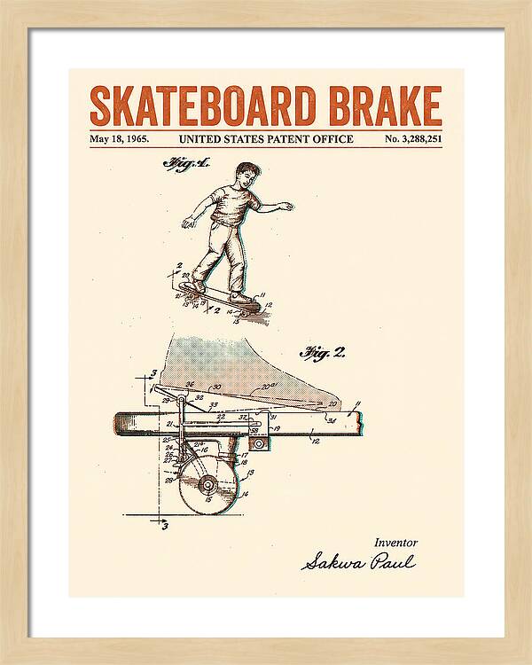 Skateboard Brake Retro Patent Us3288251a