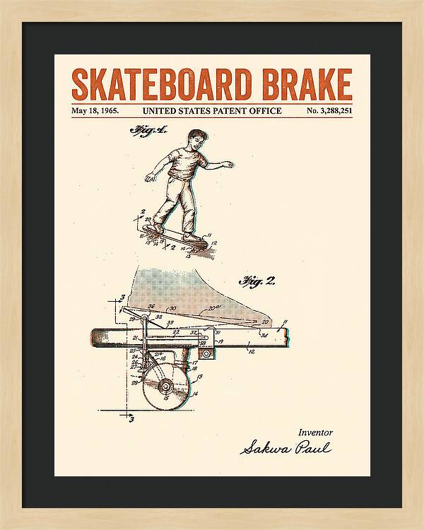 Skateboard Brake Retro Patent Us3288251a