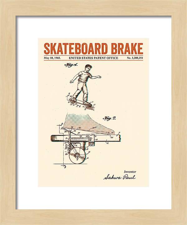 Skateboard Brake Retro Patent Us3288251a