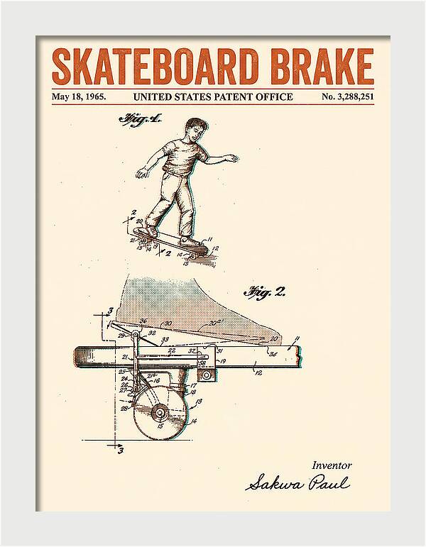 Skateboard Brake Retro Patent Us3288251a