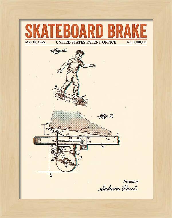 Skateboard Brake Retro Patent Us3288251a