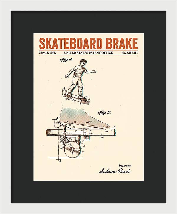 Skateboard Brake Retro Patent Us3288251a