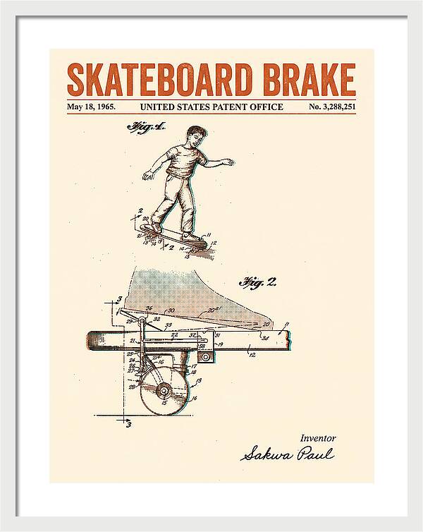 Skateboard Brake Retro Patent Us3288251a
