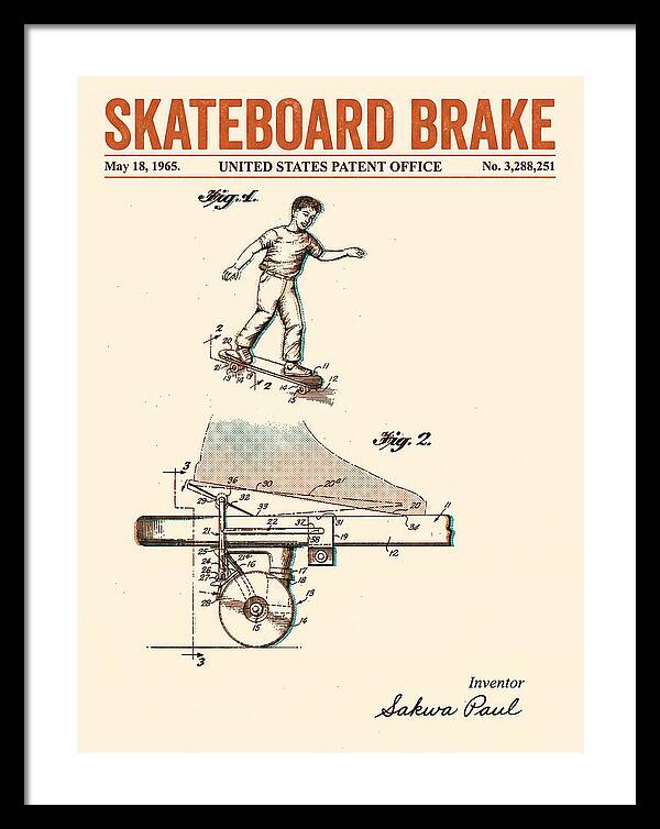 Skateboard Brake Retro Patent Us3288251a