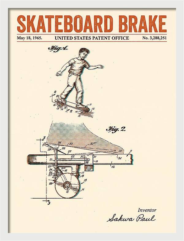 Skateboard Brake Retro Patent Us3288251a