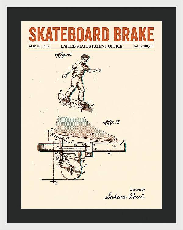 Skateboard Brake Retro Patent Us3288251a