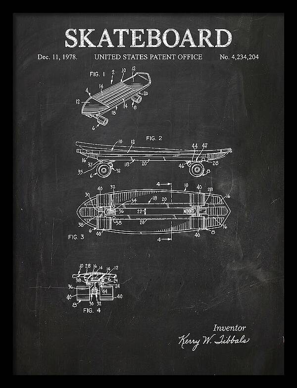 Skateboard Chalkboard Patent Us4234204a