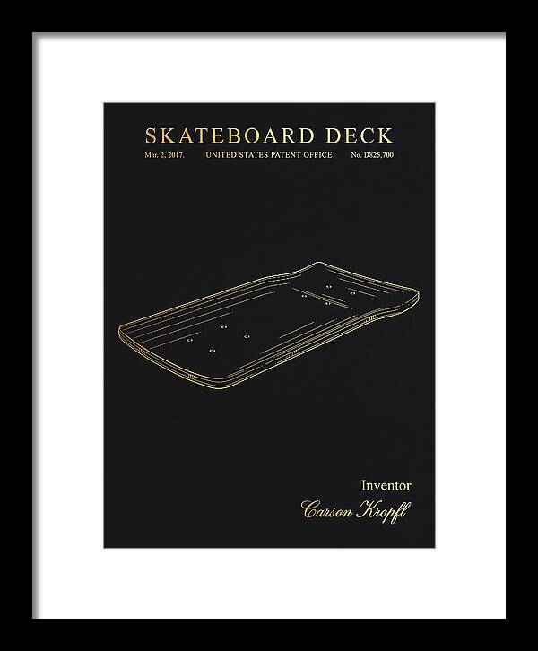 Skateboard Deck Gold Patent Usd825700s1