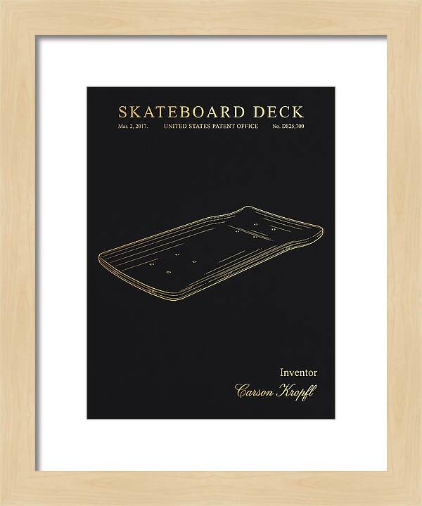 Skateboard Deck Gold Patent Usd825700s1