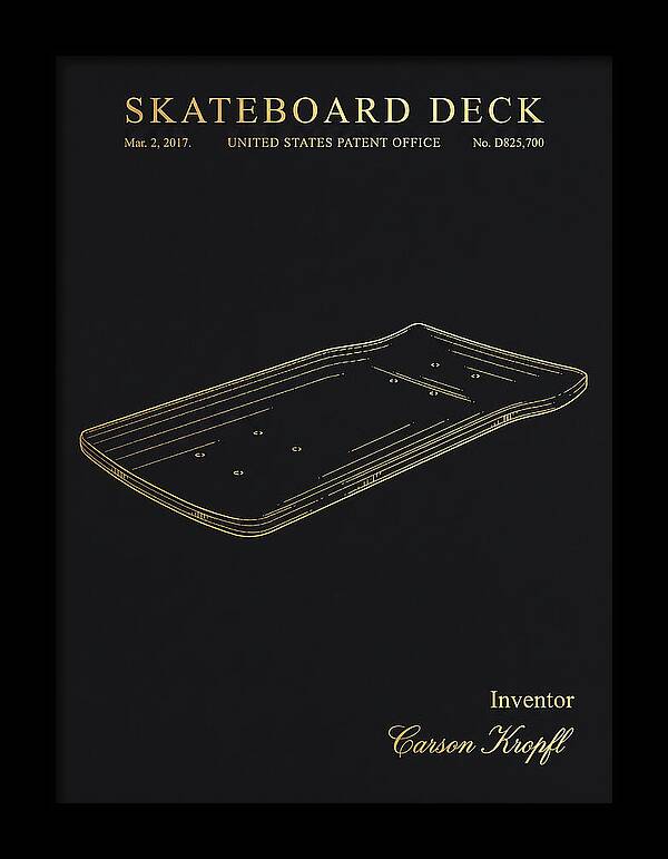 Skateboard Deck Gold Patent Usd825700s1