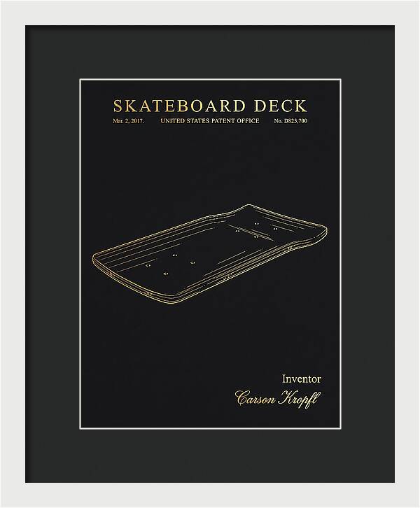 Skateboard Deck Gold Patent Usd825700s1
