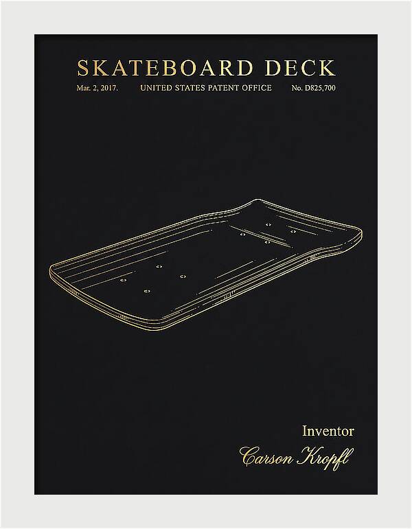 Skateboard Deck Gold Patent Usd825700s1