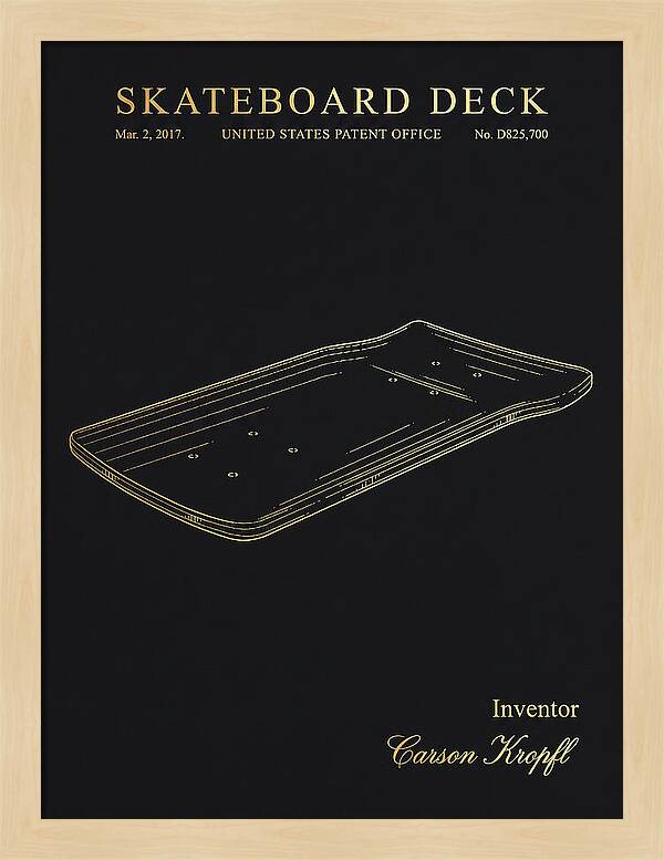 Skateboard Deck Gold Patent Usd825700s1