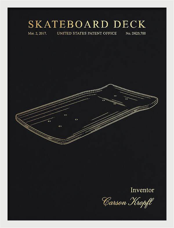 Skateboard Deck Gold Patent Usd825700s1