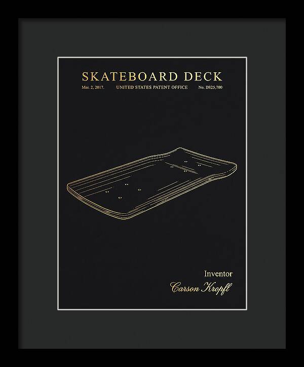 Skateboard Deck Gold Patent Usd825700s1