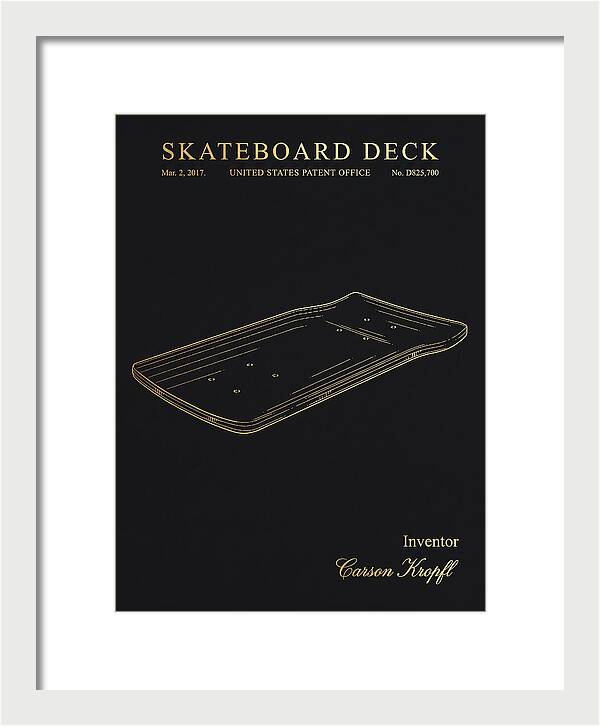 Skateboard Deck Gold Patent Usd825700s1