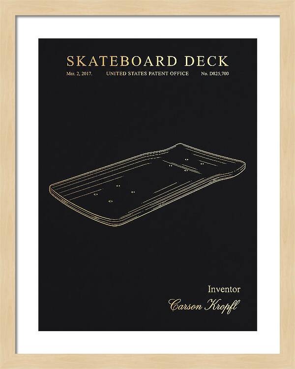 Skateboard Deck Gold Patent Usd825700s1