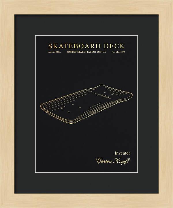 Skateboard Deck Gold Patent Usd825700s1