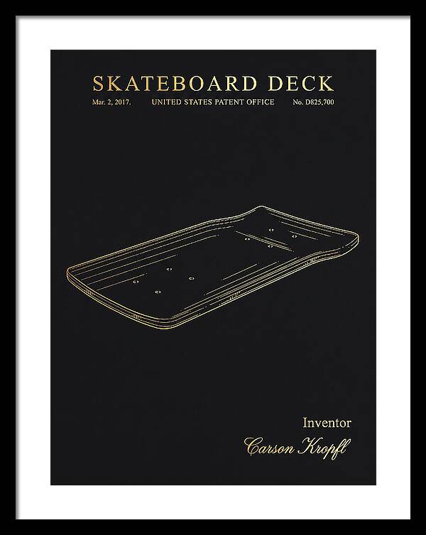 Skateboard Deck Gold Patent Usd825700s1