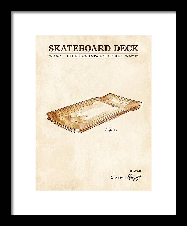 Skateboard Deck Watercolor Patent Usd825700s1