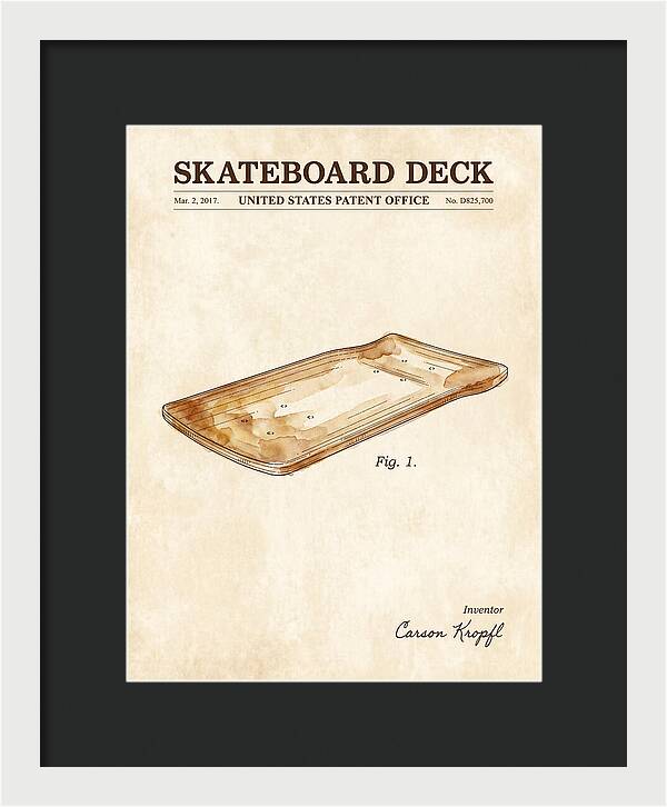 Skateboard Deck Watercolor Patent Usd825700s1