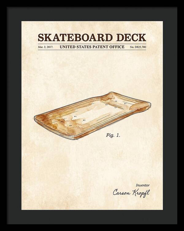 Skateboard Deck Watercolor Patent Usd825700s1