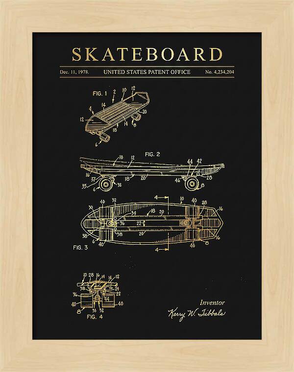 Skateboard Gold Patent Us4234204a