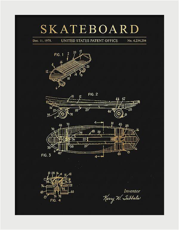 Skateboard Gold Patent Us4234204a