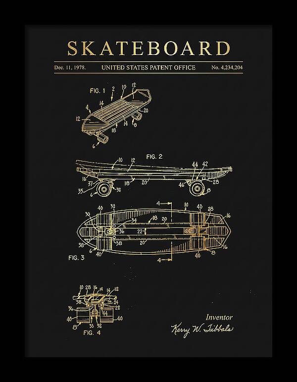 Skateboard Gold Patent Us4234204a