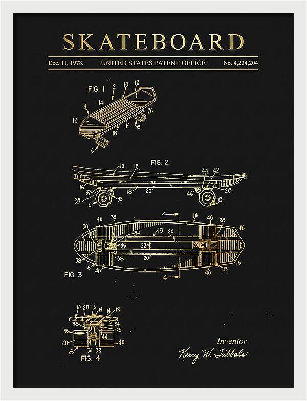 Skateboard Gold Patent Us4234204a