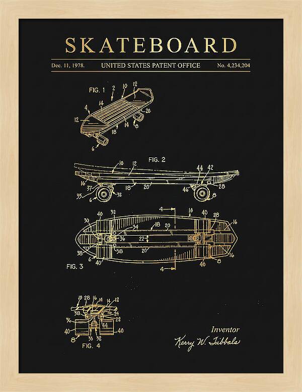 Skateboard Gold Patent Us4234204a