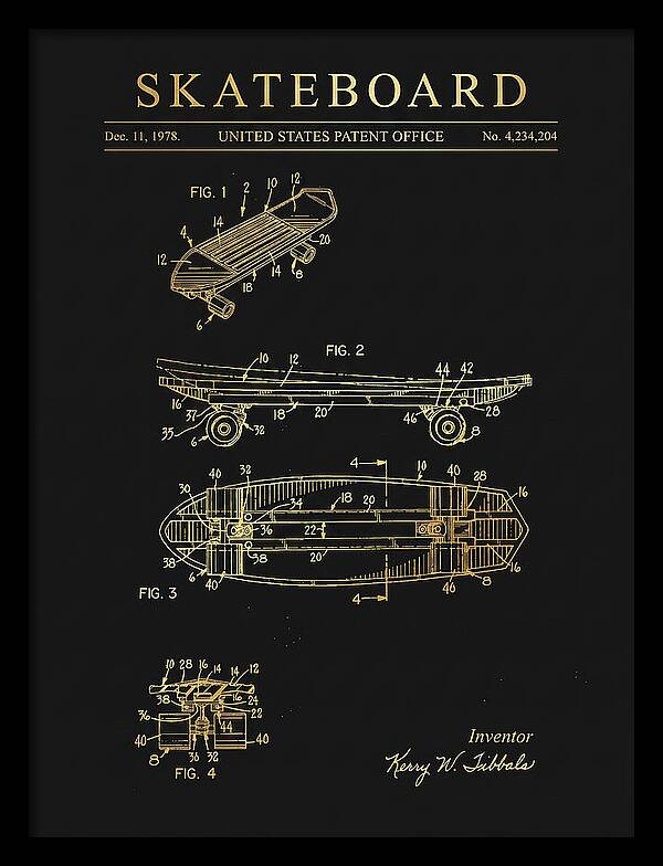 Skateboard Gold Patent Us4234204a
