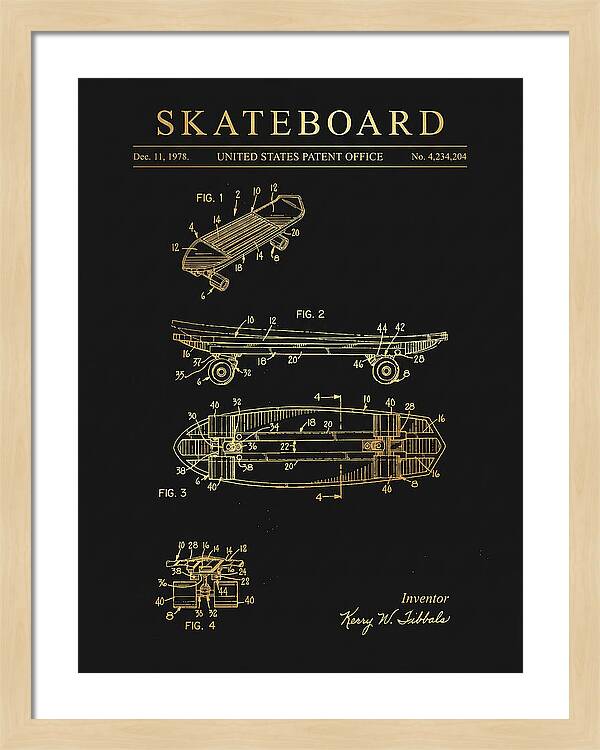 Skateboard Gold Patent Us4234204a