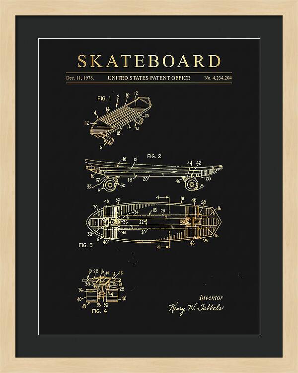 Skateboard Gold Patent Us4234204a