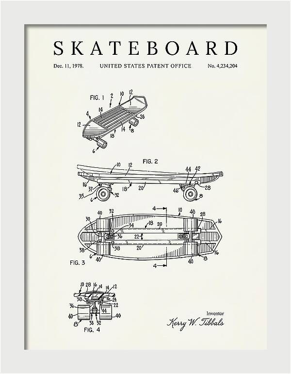 Skateboard Minimalist Patent Us4234204a