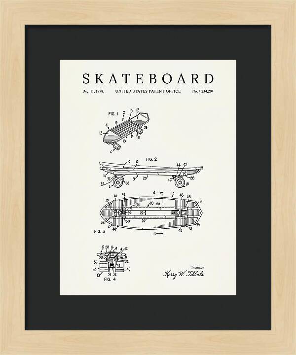 Skateboard Minimalist Patent Us4234204a
