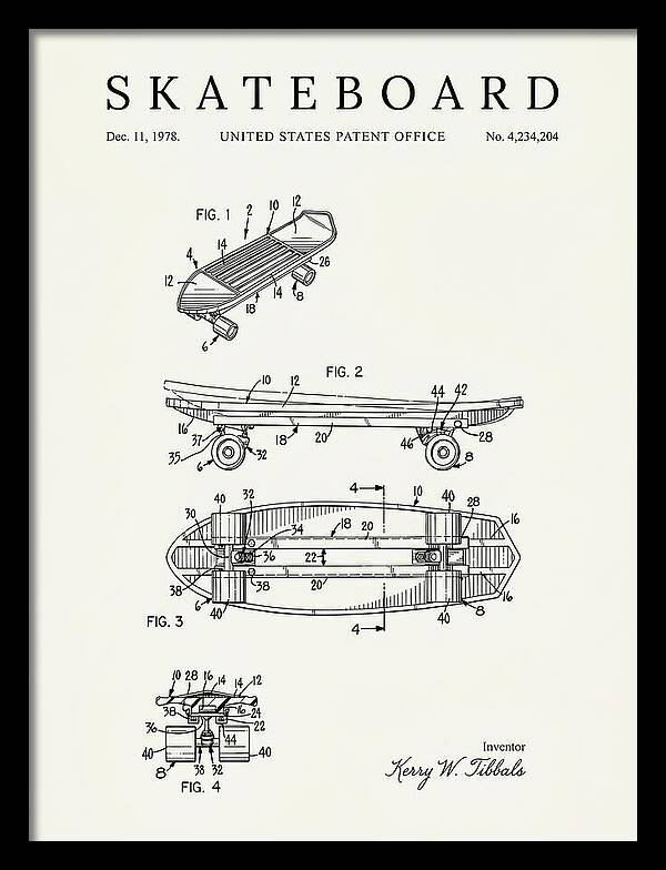 Skateboard Minimalist Patent Us4234204a