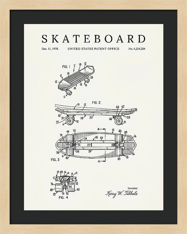 Skateboard Minimalist Patent Us4234204a