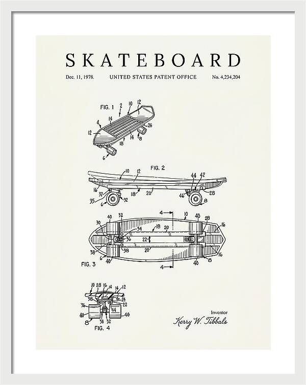 Skateboard Minimalist Patent Us4234204a